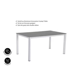 MWH Loft-Tisch Elements, Ca. B160/H74/T90 Cm -Freien Garten Geschäft 1897149 WE IG 001 ElementsTisch160x90x74cmSilberNEU
