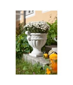 Fantasieco Stein-Vase Baden, Weiß, Ca. Ø45/H42 Cm -Freien Garten Geschäft 2388742 WE MO 001 VaseMarmorWeiss46cm