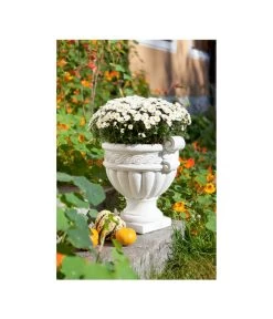 Fantasieco Stein-Vase Baden, Weiß, Ca. Ø45/H42 Cm -Freien Garten Geschäft 2388742 WE MO 002 VaseMarmorWeiss46cm