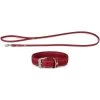 Das Lederband Halsband/Leinen-Set Olivvia Barcelona Indian-Red -Freien Garten Geschäft 4062857 WE FS 001 DasLederbandSetHundehalsbandPlusHundeleineIndianRed