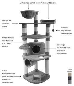 Dehner Kratzbaum Edda, Ca. B60/H180/T60 Cm -Freien Garten Geschäft 4272563 WE IG 001 DehnerMarkenqualitaetKatzenkratzbaumEddaGrau