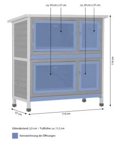 Dehner Kaninchenstall Original Mit Wärmedämmung, Ca. B114/H116/T57 Cm -Freien Garten Geschäft 4440830 WE BG 001 DehnerMarkenqualitaetKaninchenstallIsoliertBlauMG
