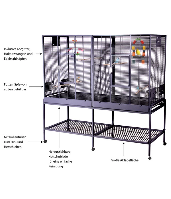 Montana Vogelvoliere Madeira Double, Antik, Ca. B165/H155/T54 Cm 4 Montana Vogelvoliere Madeira Double, Antik, Ca. B165/H155/T54 Cm – Bild 2