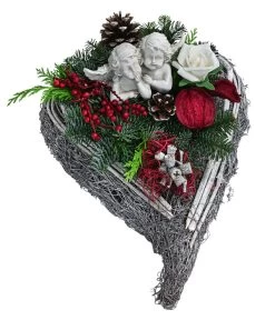 Grabgesteck, Herzförmig, Rot, Ca. B30/H25/T20 Cm