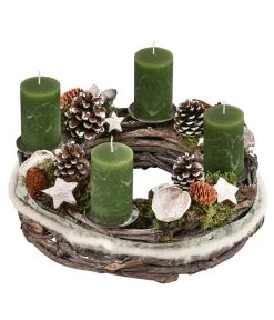 Adventskranz, Grün/braun, Ø 30 Cm