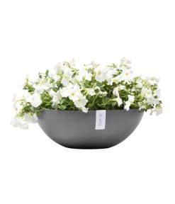 Ecopots Kunststoff-Topf Vienna, Rund, Grau, Ca. Ø50/H18 Cm -Freien Garten Geschäft 6614457 WE FS 004 EcopotsKunststoffTopfViennarundgrau