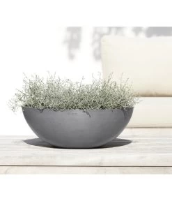 Ecopots Kunststoff-Topf Vienna, Rund, Grau, Ca. Ø50/H18 Cm -Freien Garten Geschäft 6614457 WE MO 001 EcopotsKunststoffTopfViennarundgrau