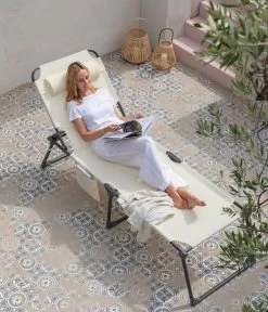 Dehner Gartenliege Mallorca, Ca. B71/H106/T227 Cm -Freien Garten Geschäft 6635163 WE MO 001 LiegeMallorcaVanilla