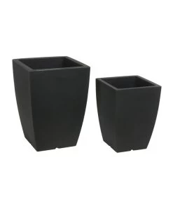 Farmet Kunststoff-Topf-Set Hydrus, Quadratisch, Anthrazit, 2-teilig