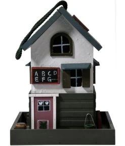 Dobar® Wildlife Vogelhaus School, Kiefer, Schwarz/weiß, Ca. B18/H23/T18 Cm -Freien Garten Geschäft 6689574 WE DE 002 DobarWVWesternVogelhausSchool