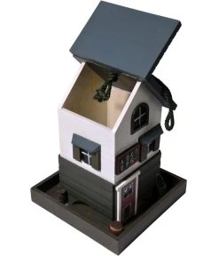 Dobar® Wildlife Vogelhaus School, Kiefer, Schwarz/weiß, Ca. B18/H23/T18 Cm -Freien Garten Geschäft 6689574 WE DE 003 DobarWVWesternVogelhausSchool