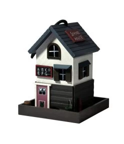 Dobar® Wildlife Vogelhaus School, Kiefer, Schwarz/weiß, Ca. B18/H23/T18 Cm