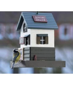 Dobar® Wildlife Vogelhaus School, Kiefer, Schwarz/weiß, Ca. B18/H23/T18 Cm -Freien Garten Geschäft 6689574 WE MO 002 DobarWVWesternVogelhausSchool