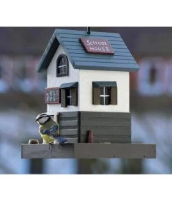 Dobar® Wildlife Vogelhaus School, Kiefer, Schwarz/weiß, Ca. B18/H23/T18 Cm -Freien Garten Geschäft 6689574 WE MO 004 DobarWVWesternVogelhausSchool