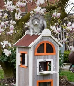 Dobar Petlife Katzenhaus Fany Cat, Ca. B58/H109/T55 Cm -Freien Garten Geschäft 6689798 WE MO 003 DobarKatzenhausFancyCat