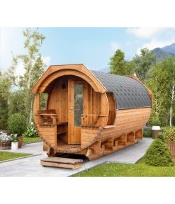 Wolff Finnhaus Saunafass Premium Svenja 2 Bausatz Thermoholz, Ca. B226/H252/T411 Cm -Freien Garten Geschäft 6927883 WE MO 001 FinnhausSaunafassSvenja