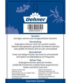Dehner Gourmet Garten Aubergine, Veredelt -Freien Garten Geschäft 8830051 GGAubergineCarmen Etikett 2